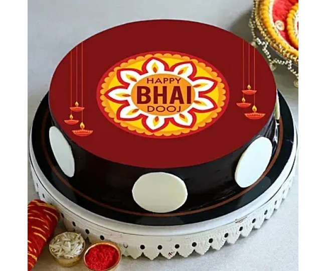 Bhai Dooj Theme Chocolate Cake- Half Kg