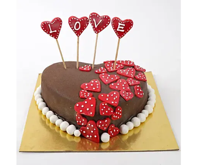 Valentine Red Hearts Chocolate Cake
