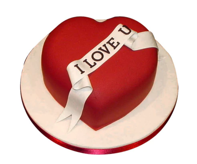 Red Heart love you Valentine cake