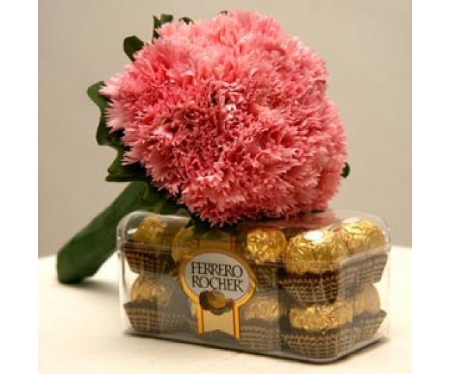 Spring Winds - Pink Carnations with Ferrero Rocher Chocolate box