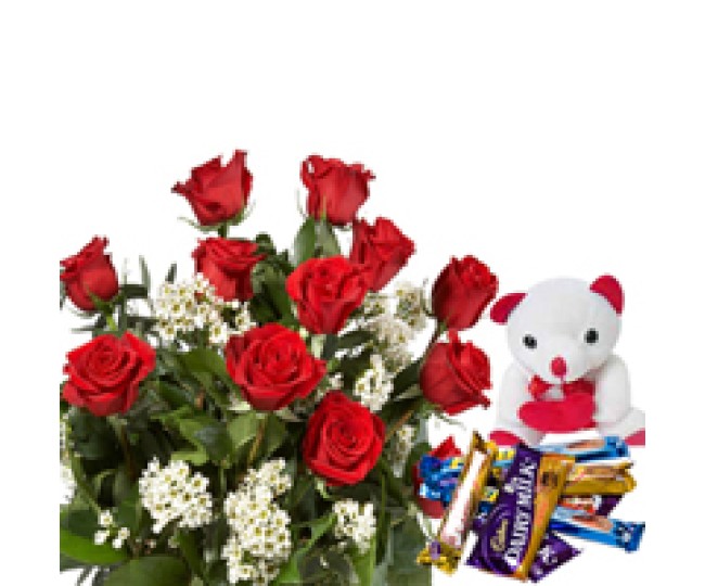 Sweetie Cutie - Red Roses, Teddy & Assorted Chocolates