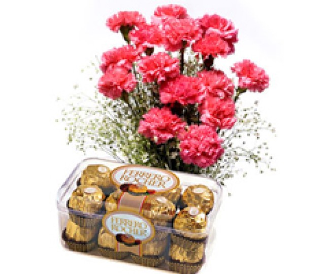 Treasure Always - Pink Carnations and Ferrero chocolate box