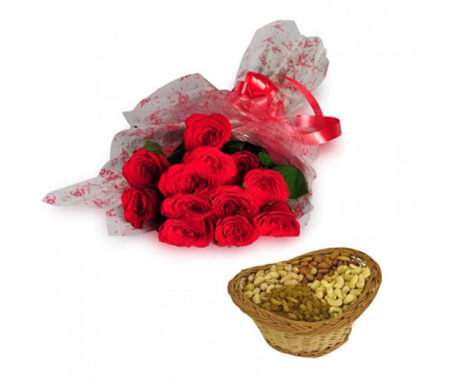 Red Roses with dry fruits