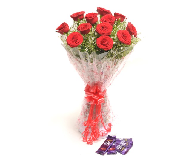 Rosy N Sweet - Red Roses flower bouquet