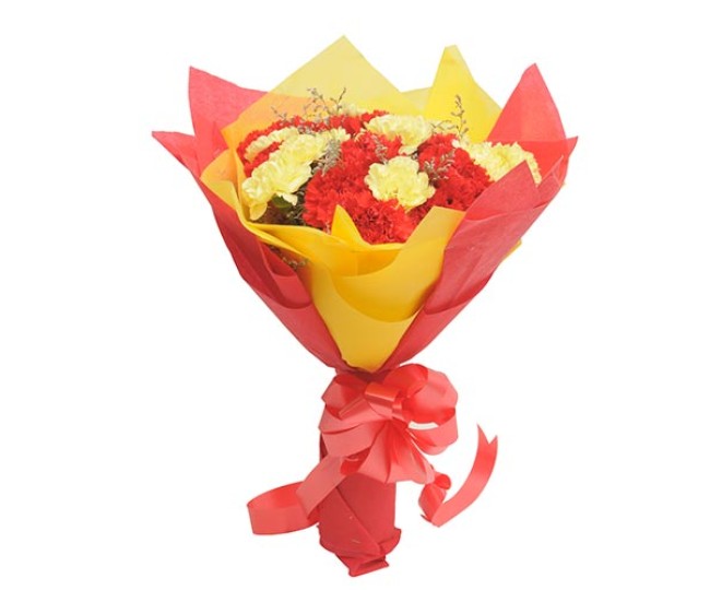 Yellow N Red Carnations