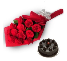 Red Rose and chocolate truffle cake