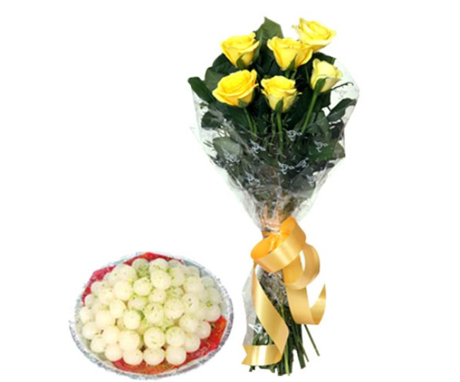 Yellow Roses N Rasgulla 1 kg