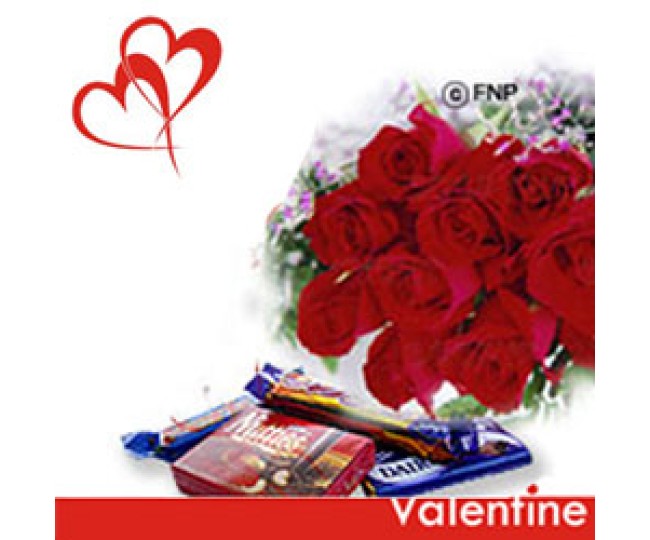 Love is in the air - Red Roses with Chocolates