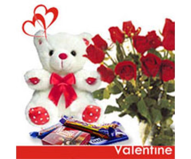 Cuddly Affair - Red Roses, Teddy and Chocolates
