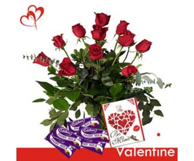 Pure Intentions - Red Roses with dairy milk chocolates