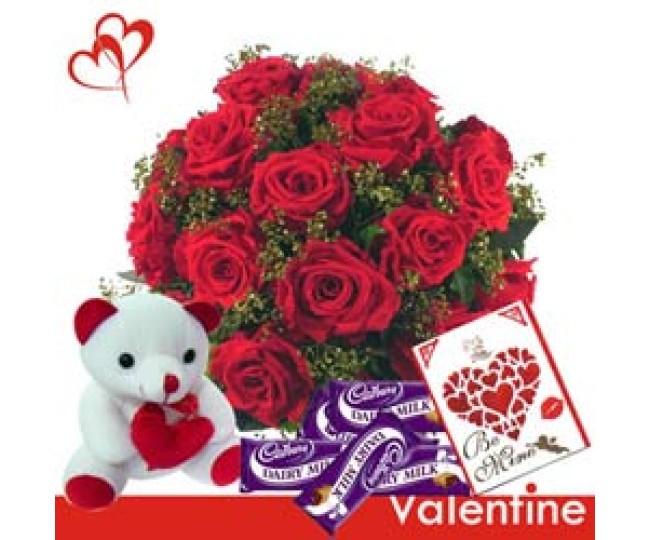 Love Whisper - Red Roses, Teddy and chocolate